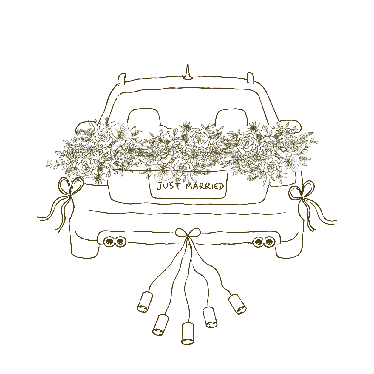 Just married car illustration